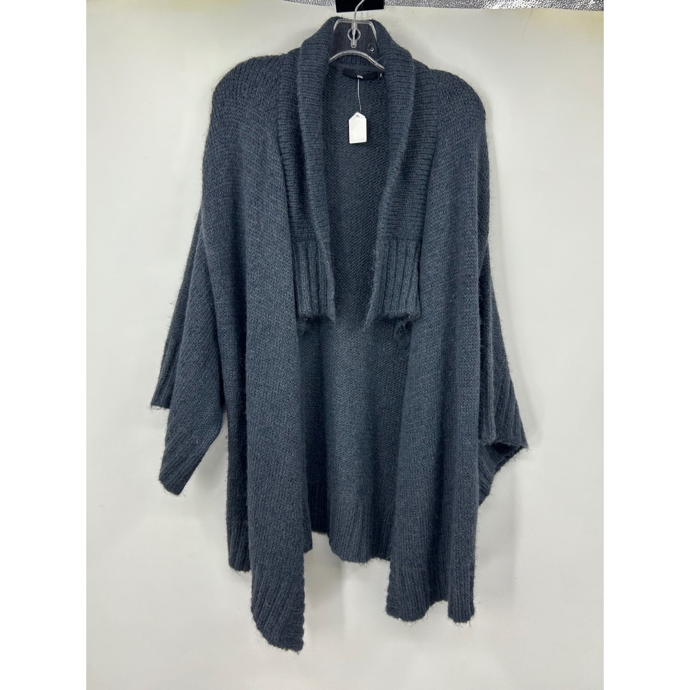 Jarbo Suri Alpaca Merino Wool Open Front Cardigan Grey Shawl Collar Sweater 2 M
